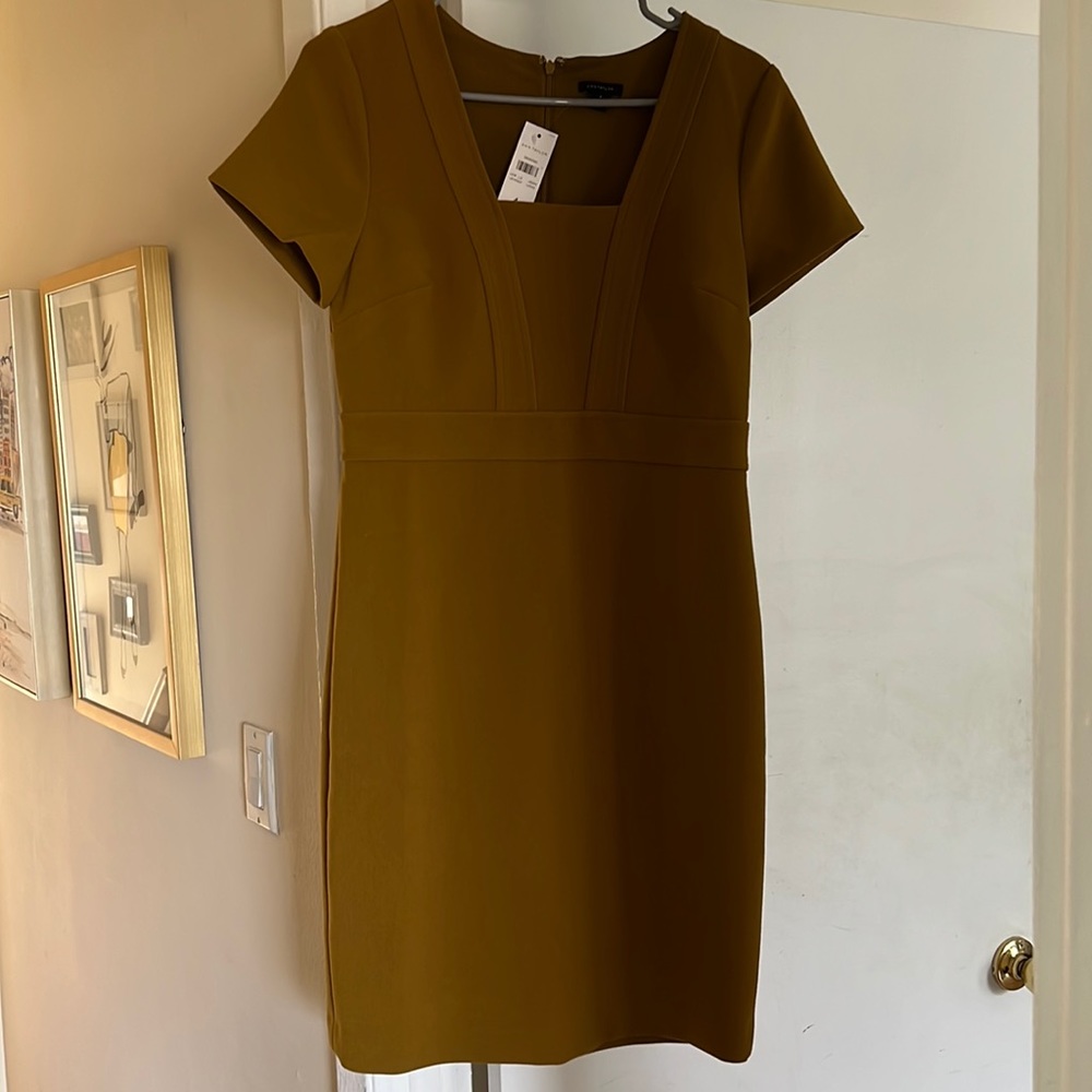 Ann Taylor dress size 4 mustard color. Brand new with tags